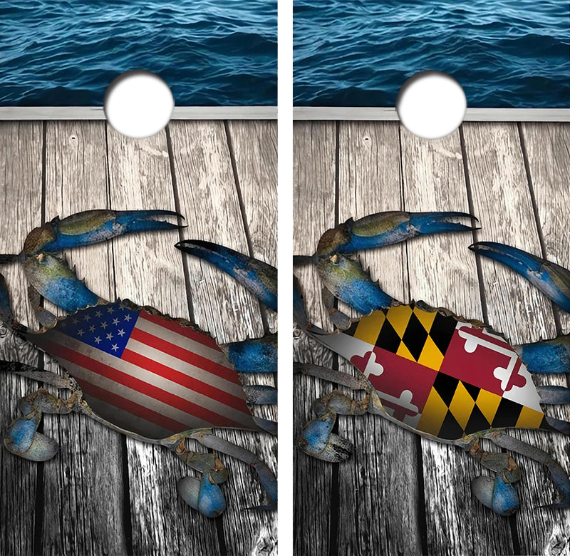 Maryland Crab Flags Cornhole Design