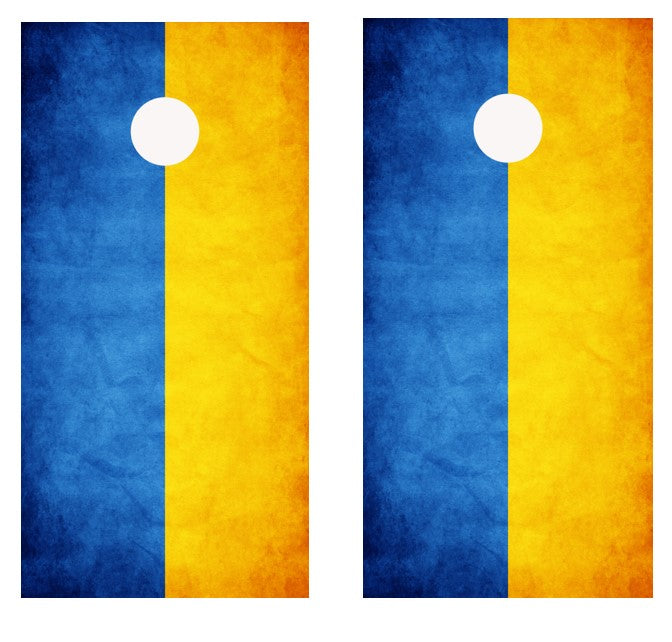 Grunge Ukraine Flag Cornhole Wrap Decal with Free Laminate Included