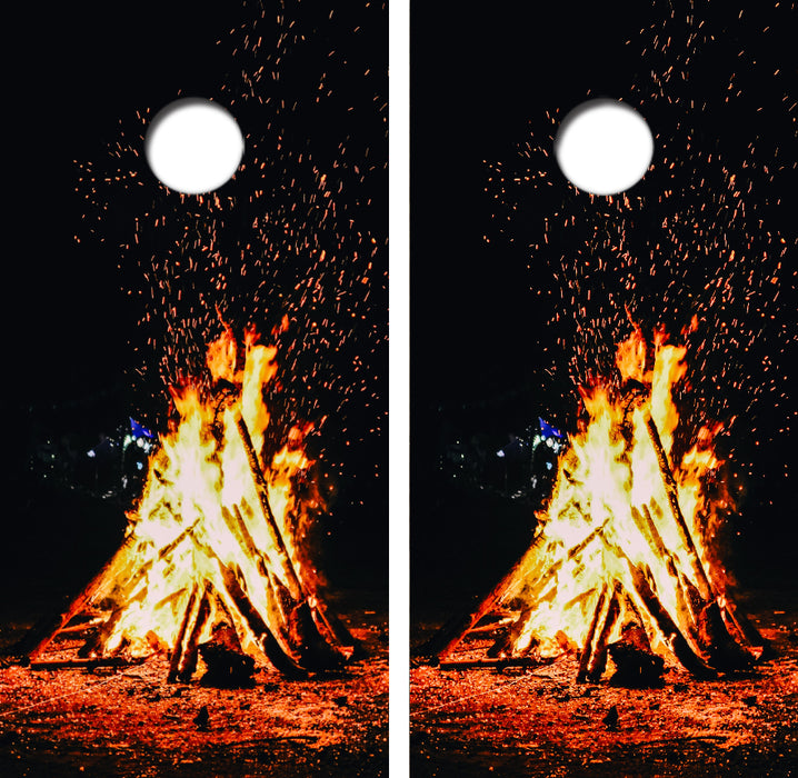 Raging Camping Bon Fire Cornhole Wrap Decal with Free Laminate Included