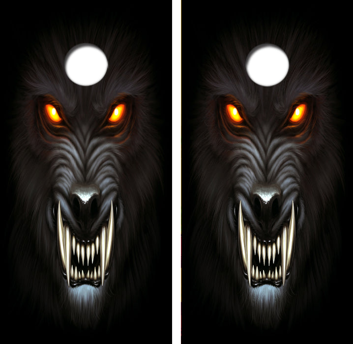 Angry Wolf/Warewolf Cornhole Wrap Decal with Free Laminate Included