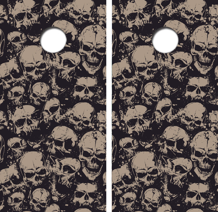 Mean Angry Skulls Cornhole Wrap Decal with Free Laminate Included