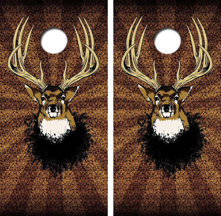 Big Deer Head Cornhole Wrap Decal with Free Laminate Included