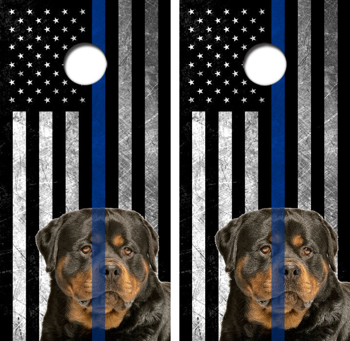 Police K-9 Rottweiler Cornhole Wrap Decal with Free Laminate Included