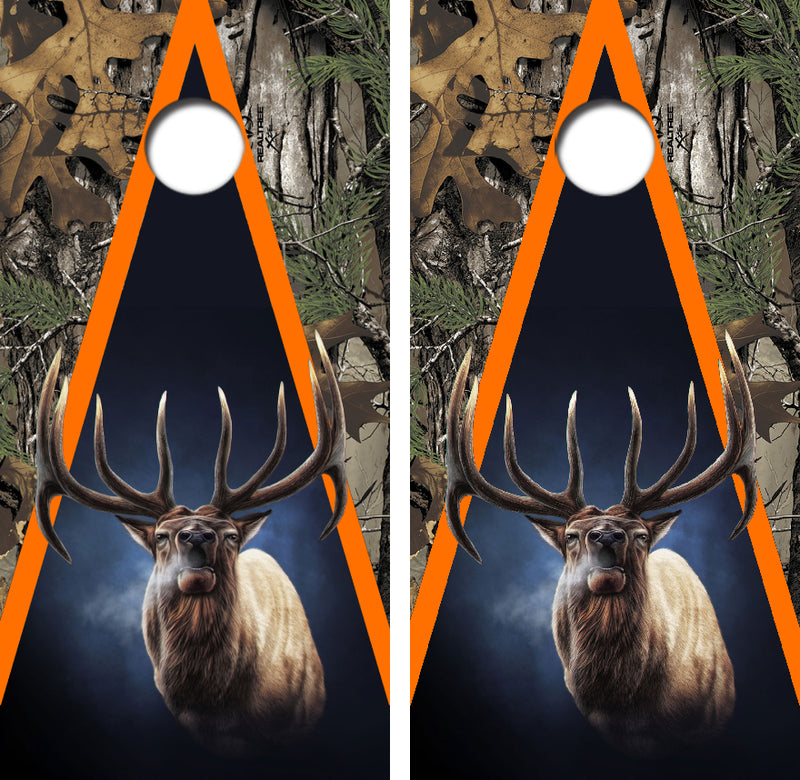 Bugling Bull Elk Cornhole Design