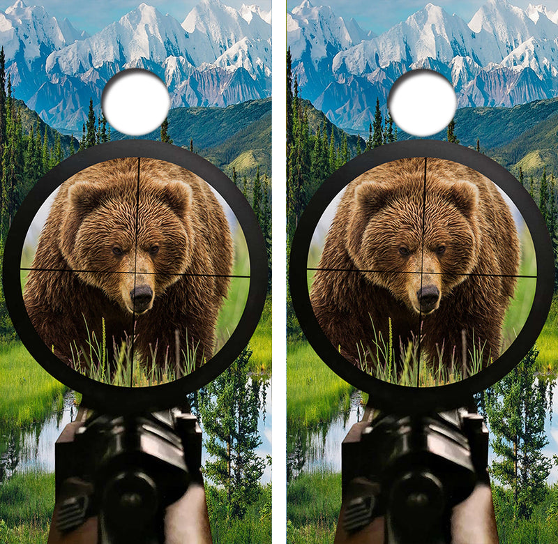 Hunting Grizzlies Cornhole Design