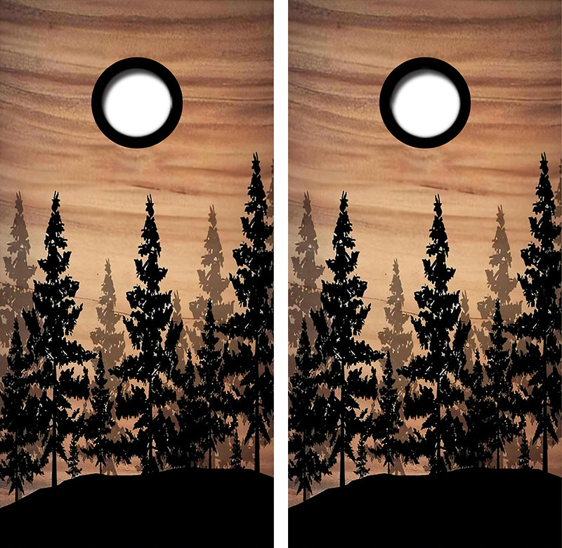 Rustic Pine Forest Cornhole Design