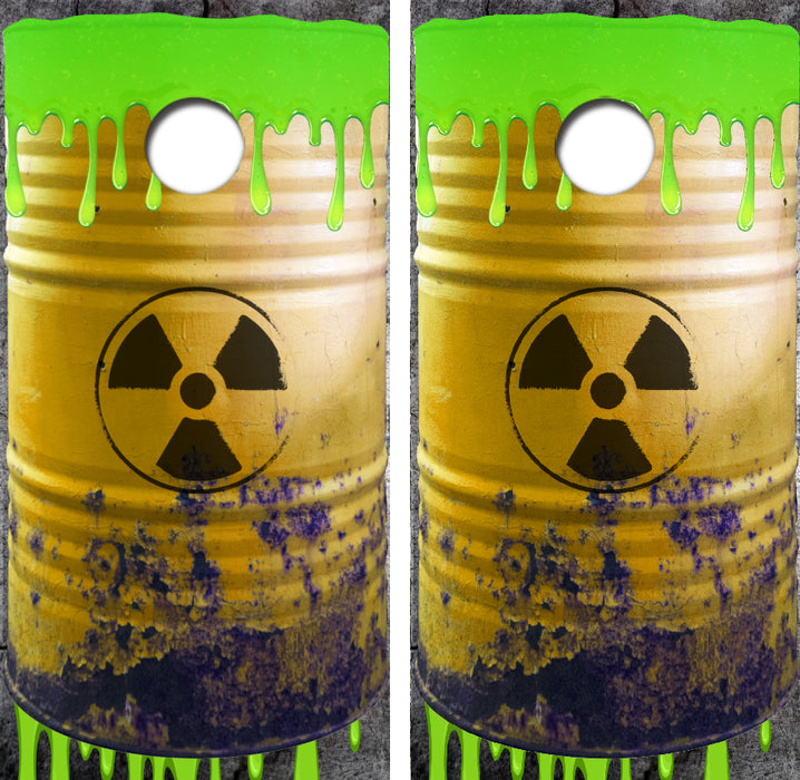 Hazardous Toxic Waste Barrel Cornhole Wrap Decal with Free Laminate Included