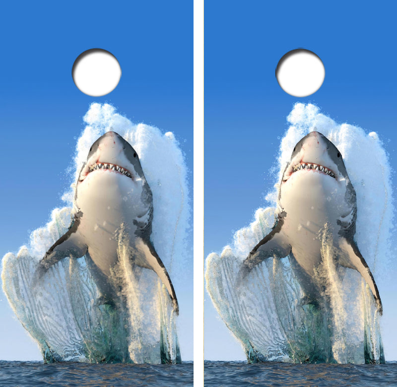 Breaching Great White Shark Cornhole Design