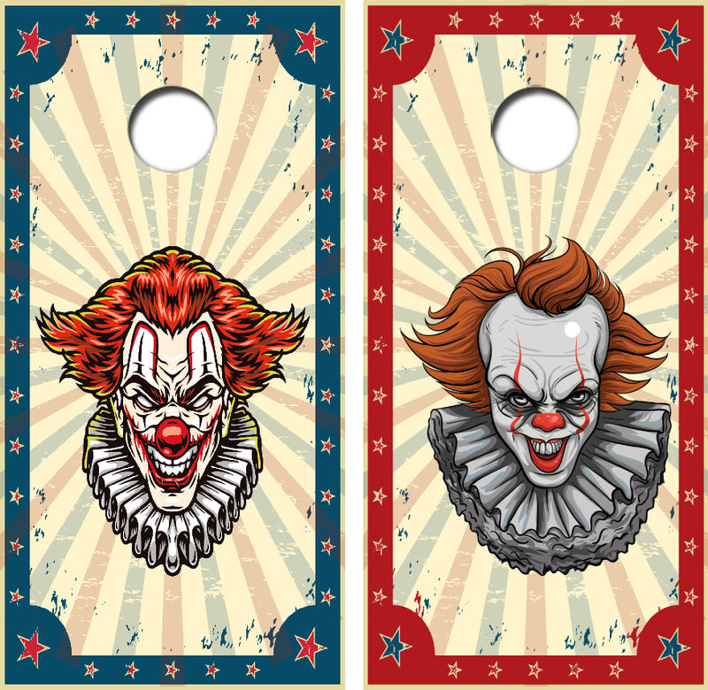 Evil Circus Clowns Cornhole Design