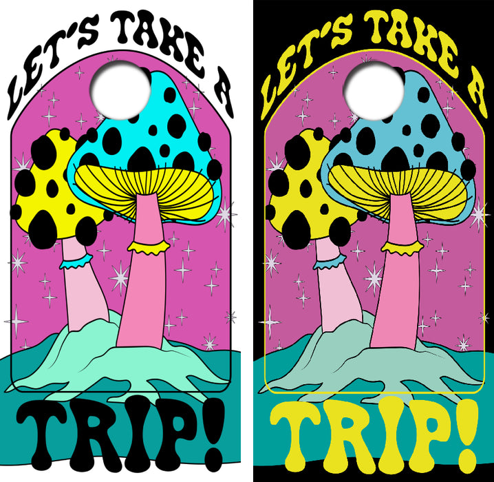 Let's Take A Trip Cornhole Wrap Decal with Free Laminate Included