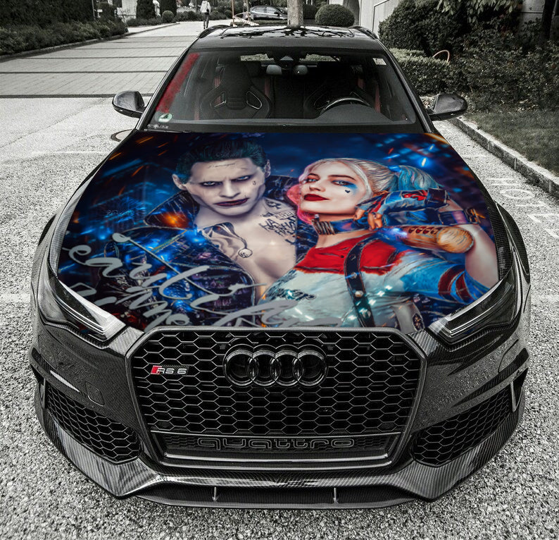 Harley Quinn Joker Hood Wrap Vinyl Graphic Decal Sticker Wrap Car or Truck