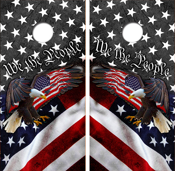 We the People Cornhole Wrap Decal with Free Laminate Included