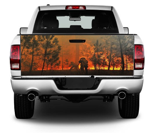 Fireman Fighting Wild Fire Wrap Vinyl Graphic Decal Sticker