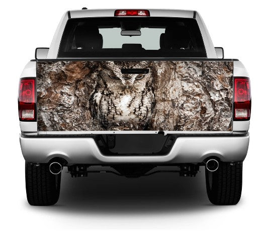 Hidden Camouflaged Owl Tailgate Wrap Vinyl Graphic Decal Sticker